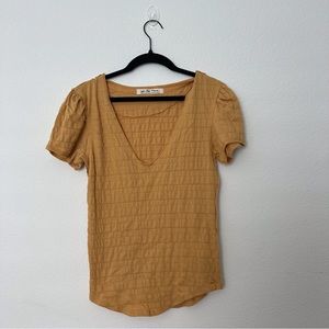 Free People Mustard V Neck Top Size Small